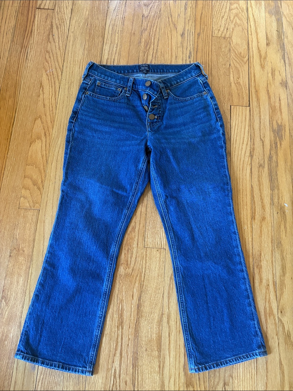 J Crew Factory Mid-Rise Flare Crop Blue Women's Jeans button fly
